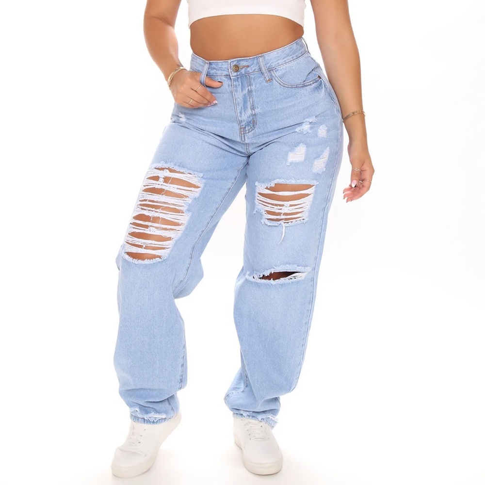 Fashion Nova Distressed Mom Jeans